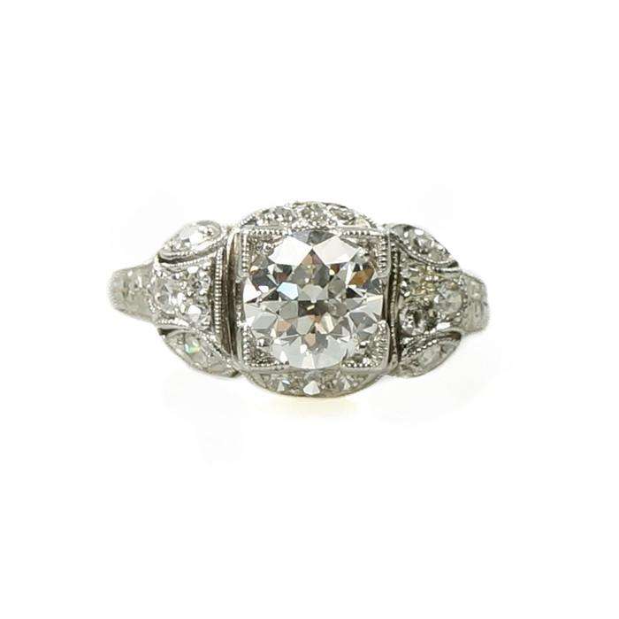 Dreamy Edwardian Diamond  Platinum Engagement Ring