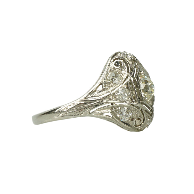 Edwardian Platinum and Old Euro Diamond Ring