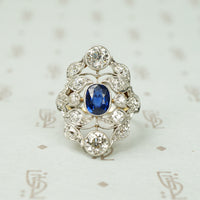 Elegant Belle Époque Diamond and Sapphire Ring