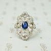 Elegant Belle Époque Diamond and Sapphire Ring