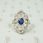 Elegant Belle Époque Diamond and Sapphire Ring