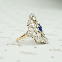 Elegant Belle Époque Diamond and Sapphire Ring