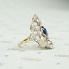 Elegant Belle Époque Diamond and Sapphire Ring