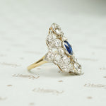 Elegant Belle Époque Diamond and Sapphire Ring