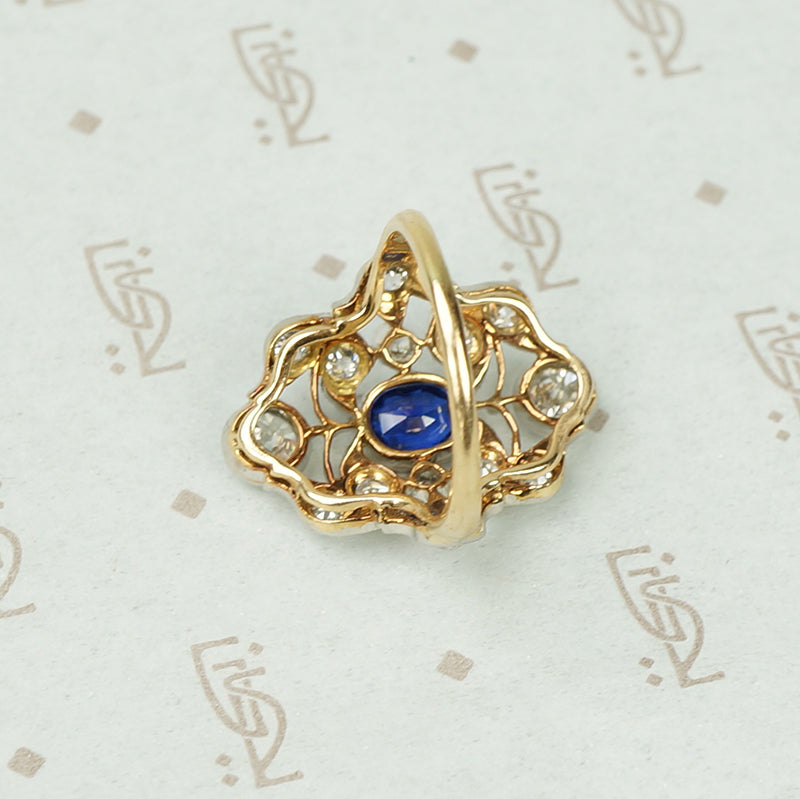Elegant Belle Époque Diamond and Sapphire Ring