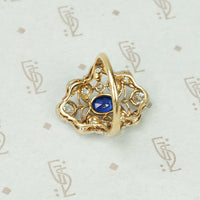 Elegant Belle Époque Diamond and Sapphire Ring