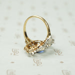 Elegant Belle Époque Diamond and Sapphire Ring