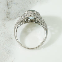 Platinum Aquamarine and Rose Cut Diamond Ring