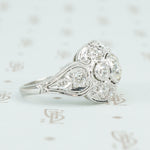 platinum edwardian diamond ring millgrain detail