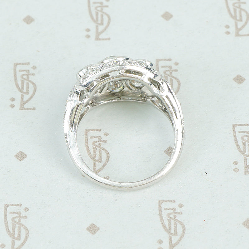 platinum edwardian diamond ring side view