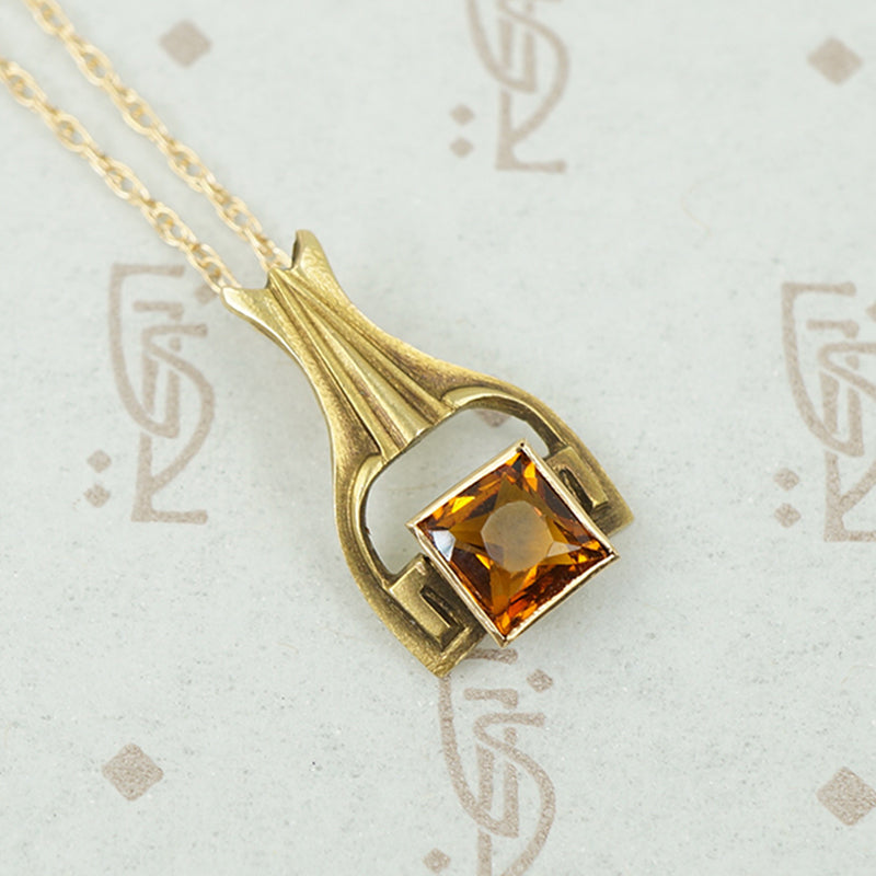 Sophisticated Arts & Crafts Citrine Pendant