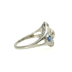 Platinum Diamond and Sapphire Edwardian Ring