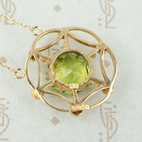 Lacy Edwardian Peridot and Pearl Necklace
