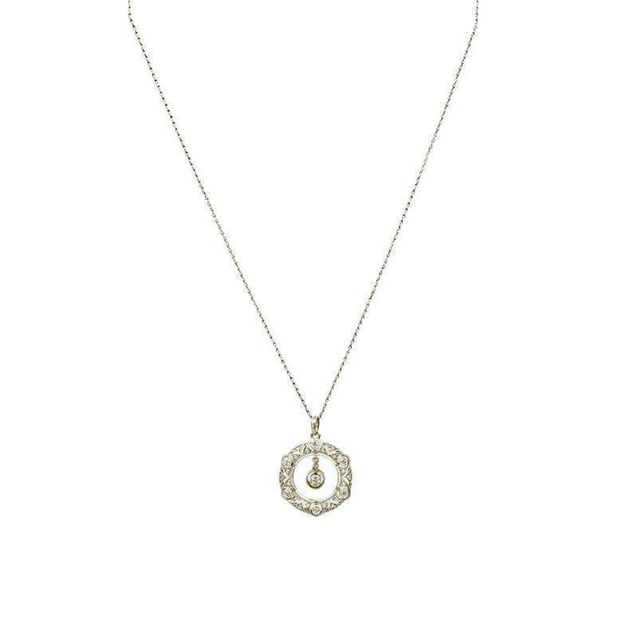 Edwardian Platinum Filigree Diamond Pendant