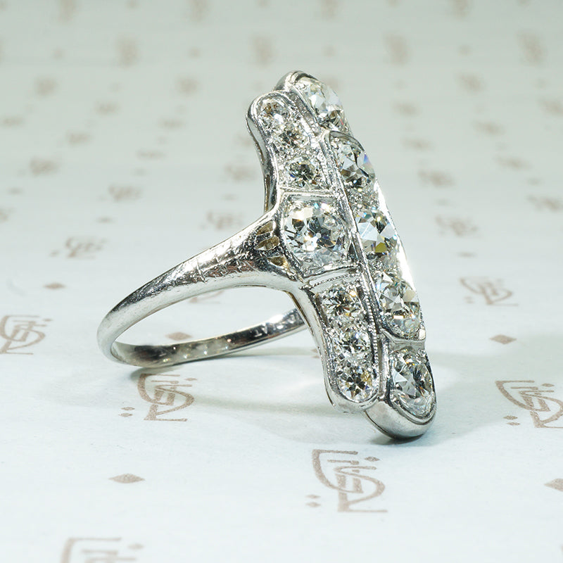 Stunning Edwardian Platinum and OEC Diamond Knuckle Ring