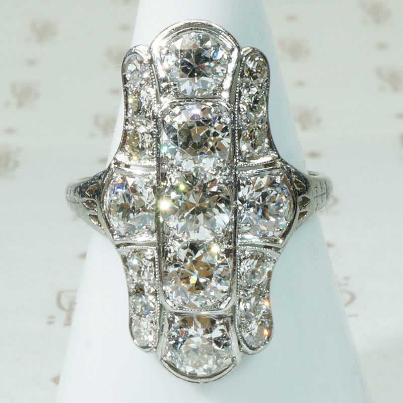 Stunning Edwardian Platinum and OEC Diamond Knuckle Ring
