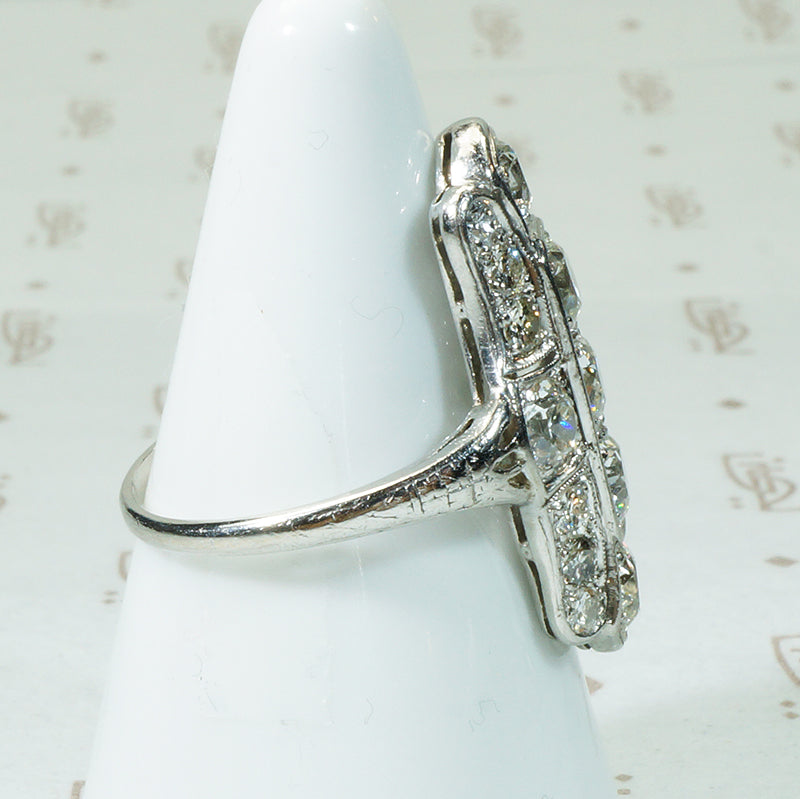 Stunning Edwardian Platinum and OEC Diamond Knuckle Ring
