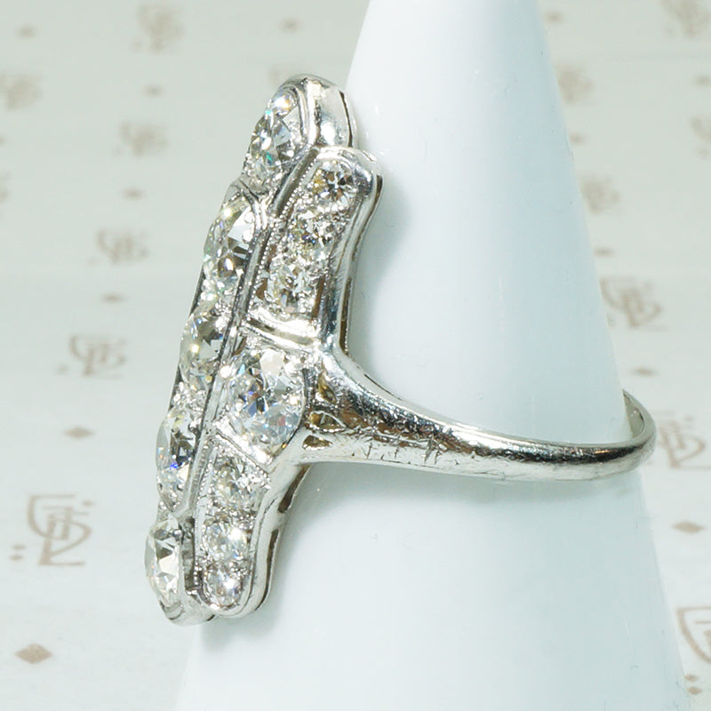 Stunning Edwardian Platinum and OEC Diamond Knuckle Ring