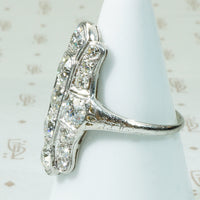 Stunning Edwardian Platinum and OEC Diamond Knuckle Ring