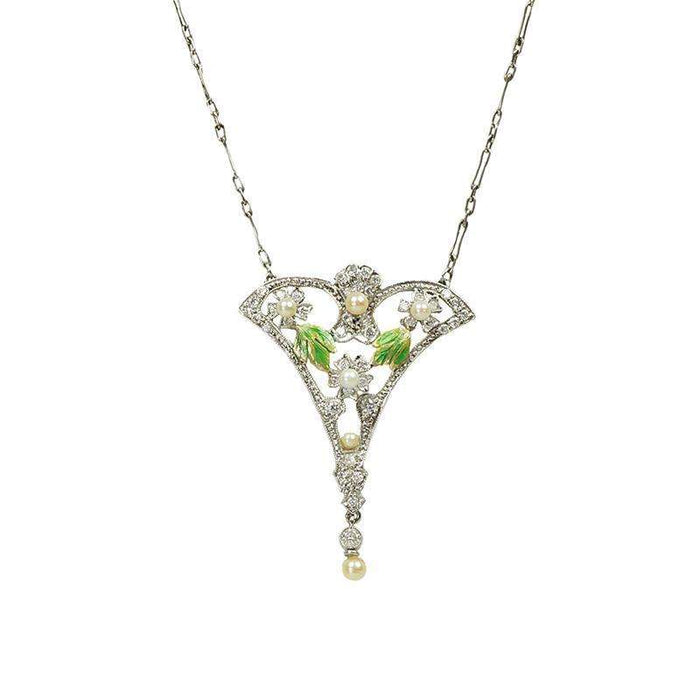 Edwardian Platinum and Diamond Foliate Necklace