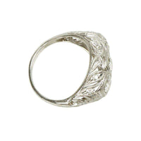 Beautiful Platinum Edwardian Ring with Diamond set Leaves
