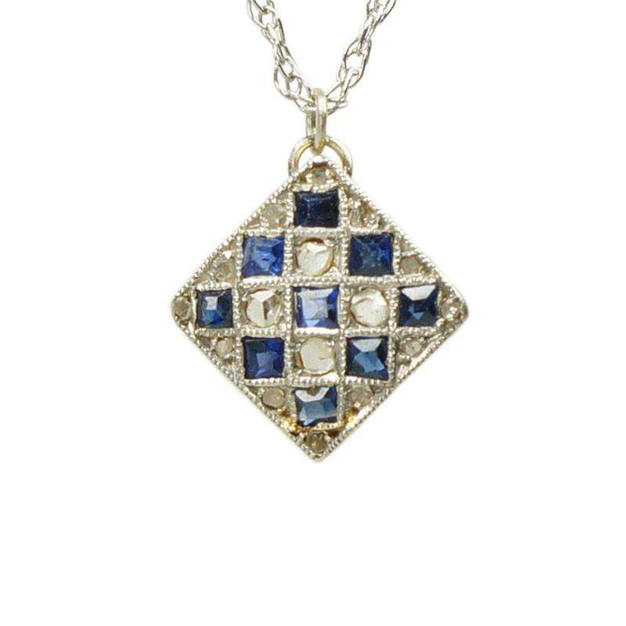 Rose Cut Diamond and Sapphire Pendant
