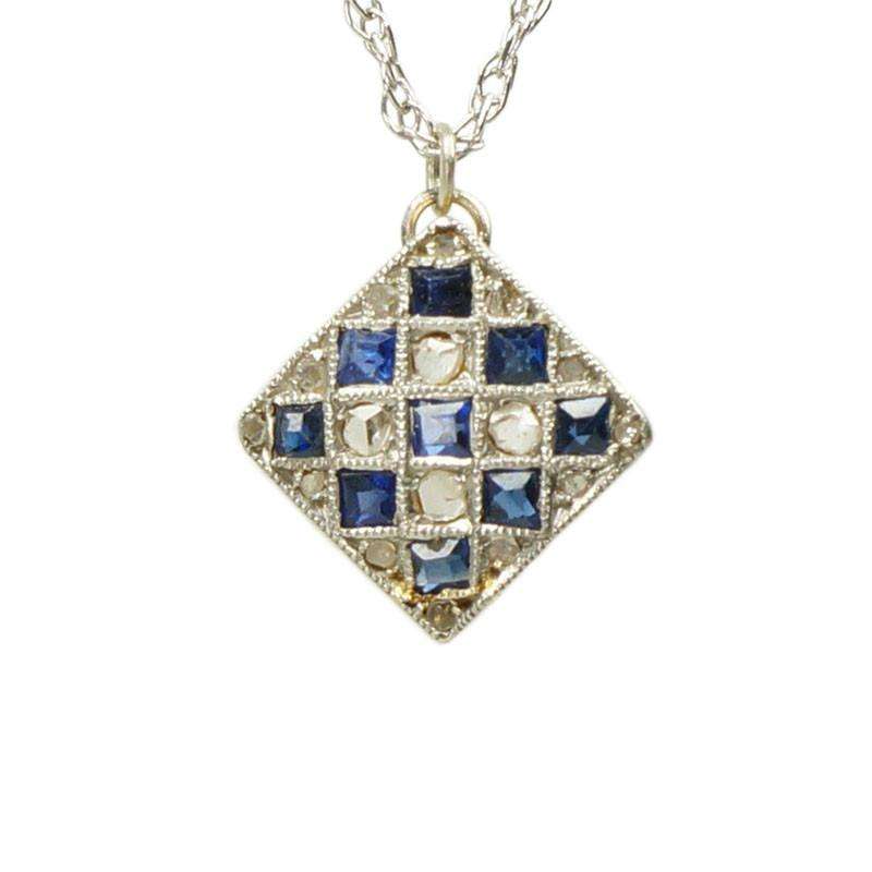 Rose Cut Diamond and Sapphire Pendant