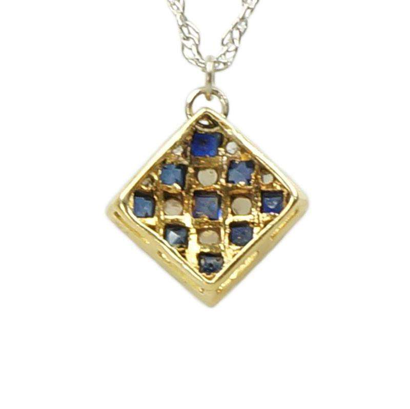 Rose Cut Diamond and Sapphire Pendant
