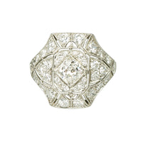 Edwardian Beauty Pavé Diamond and Platinum Ring - Gem Set Love