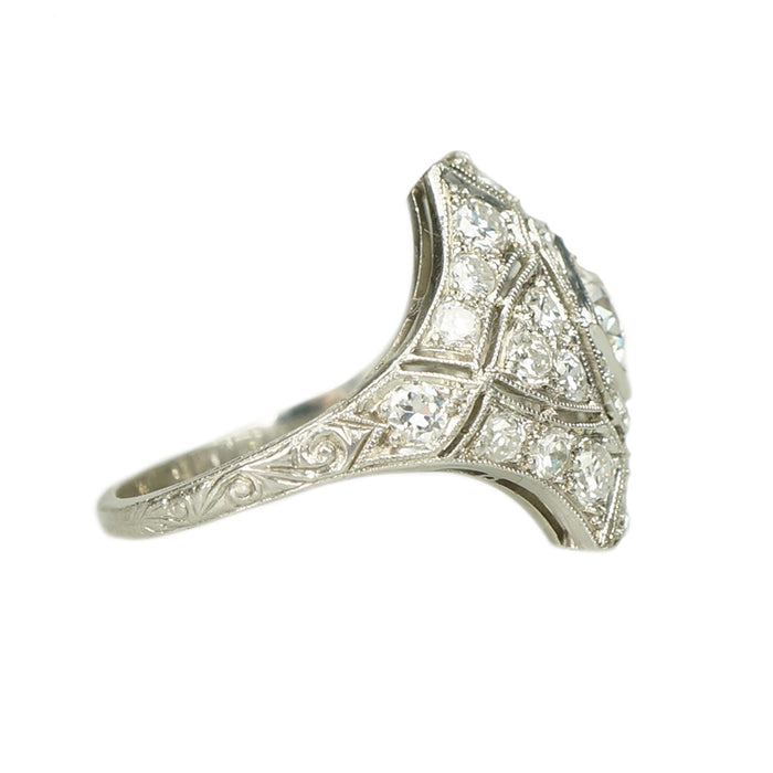 Edwardian Beauty Pavé Diamond and Platinum Ring - Gem Set Love