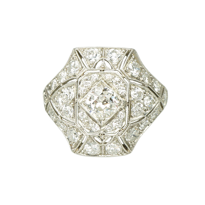 Edwardian Beauty Pavé Diamond and Platinum Ring - Gem Set Love