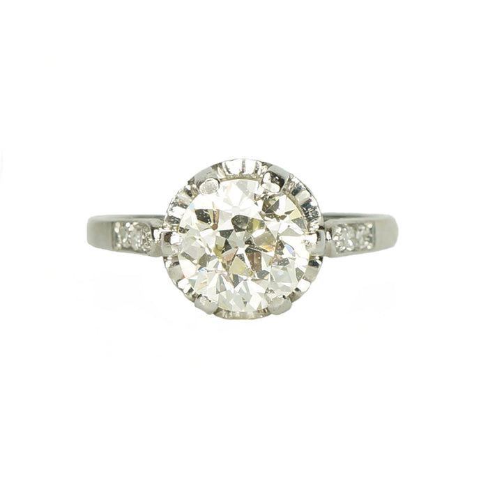 Platinum Edwardian Solitaire Engagement Ring - Gem Set Love