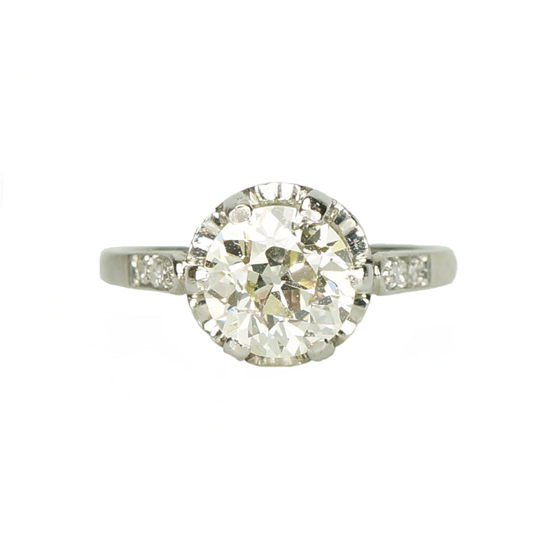 Platinum Edwardian Solitaire Engagement Ring - Gem Set Love