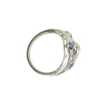 Platinum Diamond and Sapphire Edwardian Ring