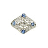 Platinum Diamond and Sapphire Edwardian Ring