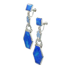 Lovely Blue Czech Glass Earrings with Pale Blue Enameling