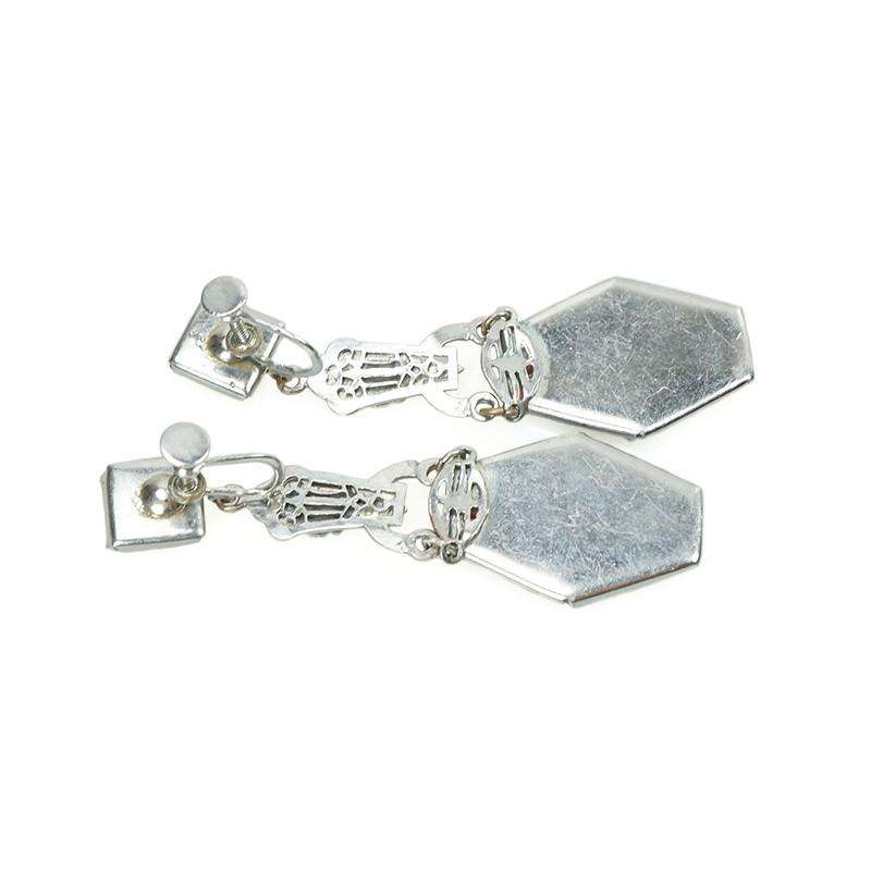 Lovely Blue Czech Glass Earrings with Pale Blue Enameling
