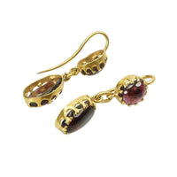 High Karat Gold Victorian Earrings set with Cabachon Garnets