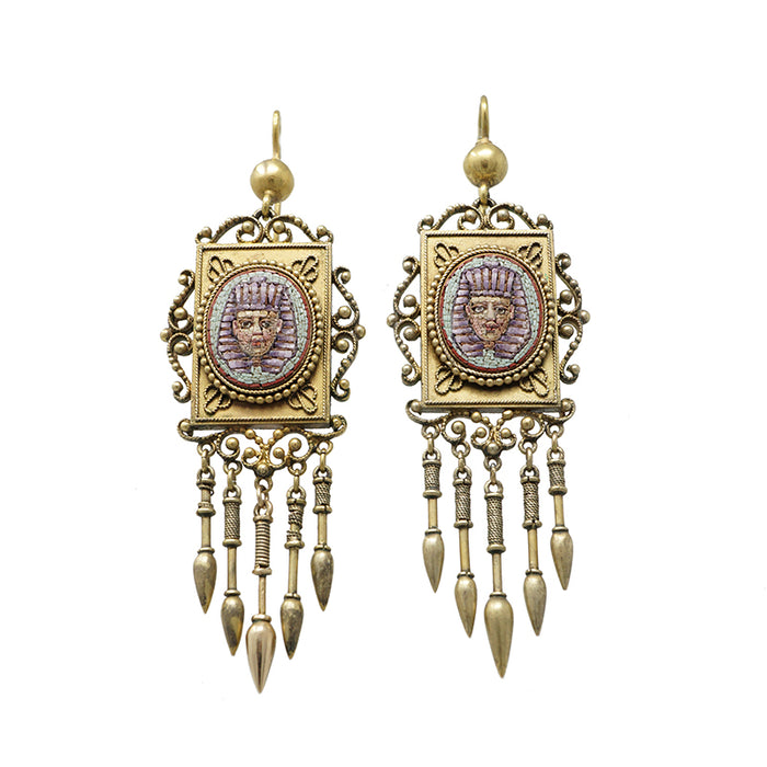 egyptian revival micro mosaic earrings