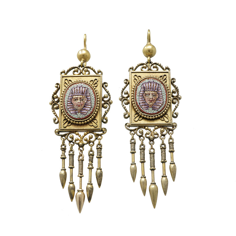 egyptian revival micro mosaic earrings