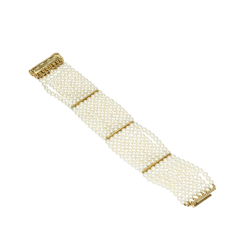 Luxurious Mid Century Cultured Pearl and 14k Gold Bracelet