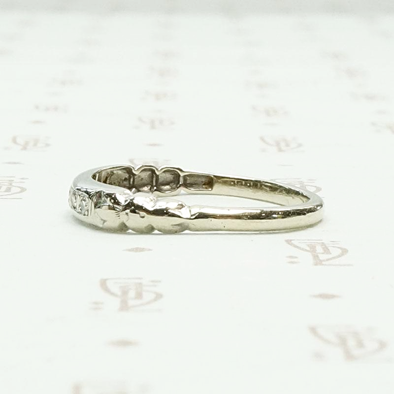 Tulip Detail White Gold & Diamond Wedding Band