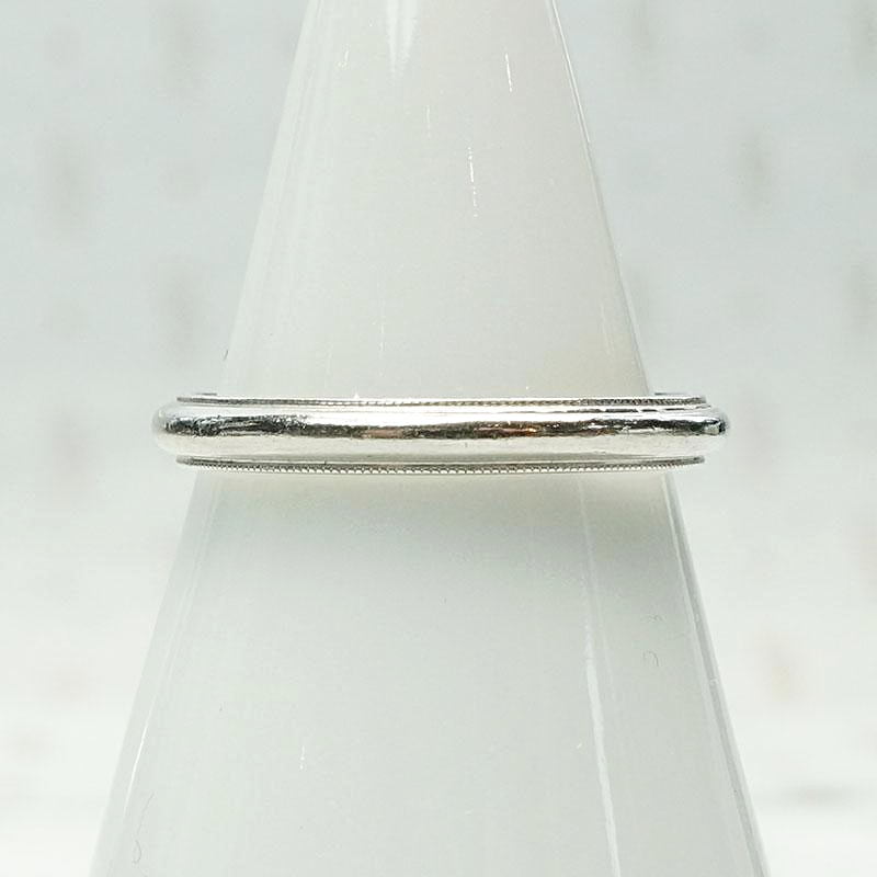 Vintage Half Round Platinum Band with Milgrain Edge