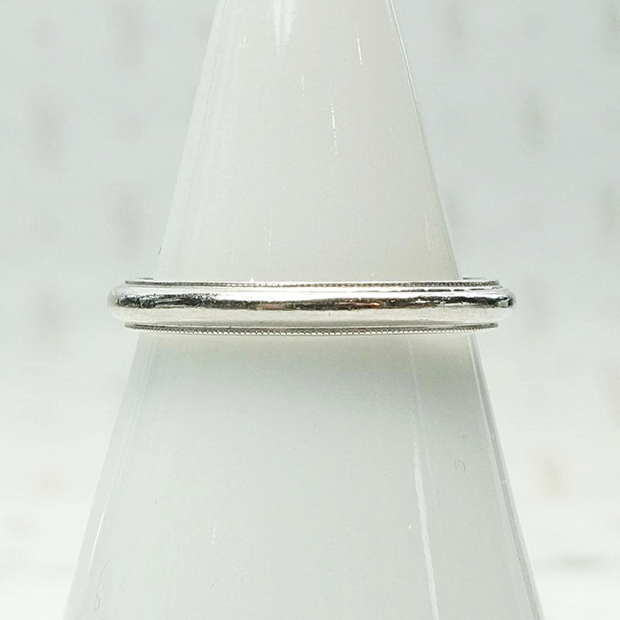 Vintage Half Round Platinum Band with Milgrain Edge