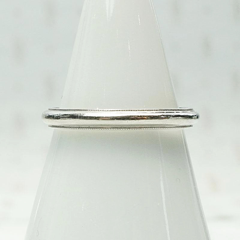 Vintage Half Round Platinum Band with Milgrain Edge