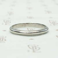 Vintage Half Round Platinum Band with Milgrain Edge