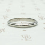 Vintage Half Round Platinum Band with Milgrain Edge