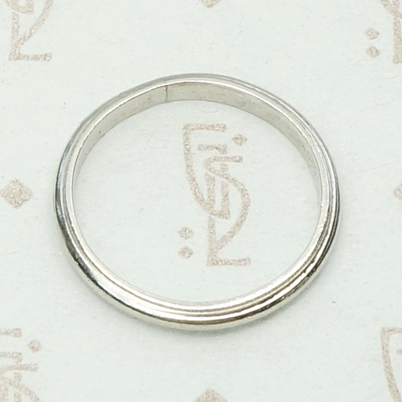 Vintage Half Round Platinum Band with Milgrain Edge