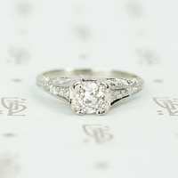 Exquisitely Engraved Art Deco Diamond Engagement Ring