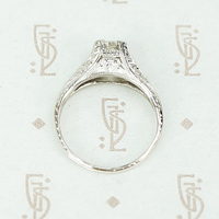 Exquisitely Engraved Art Deco Diamond Engagement Ring